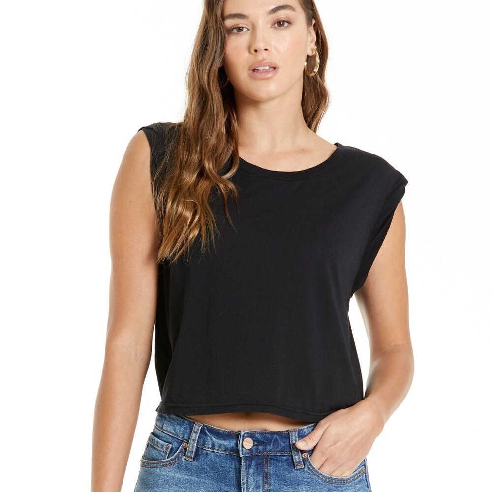 NWT - Another Love Toni Sleeveless Cropped Tee in Black